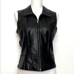 Wilsons Leather black leather zip up Vest